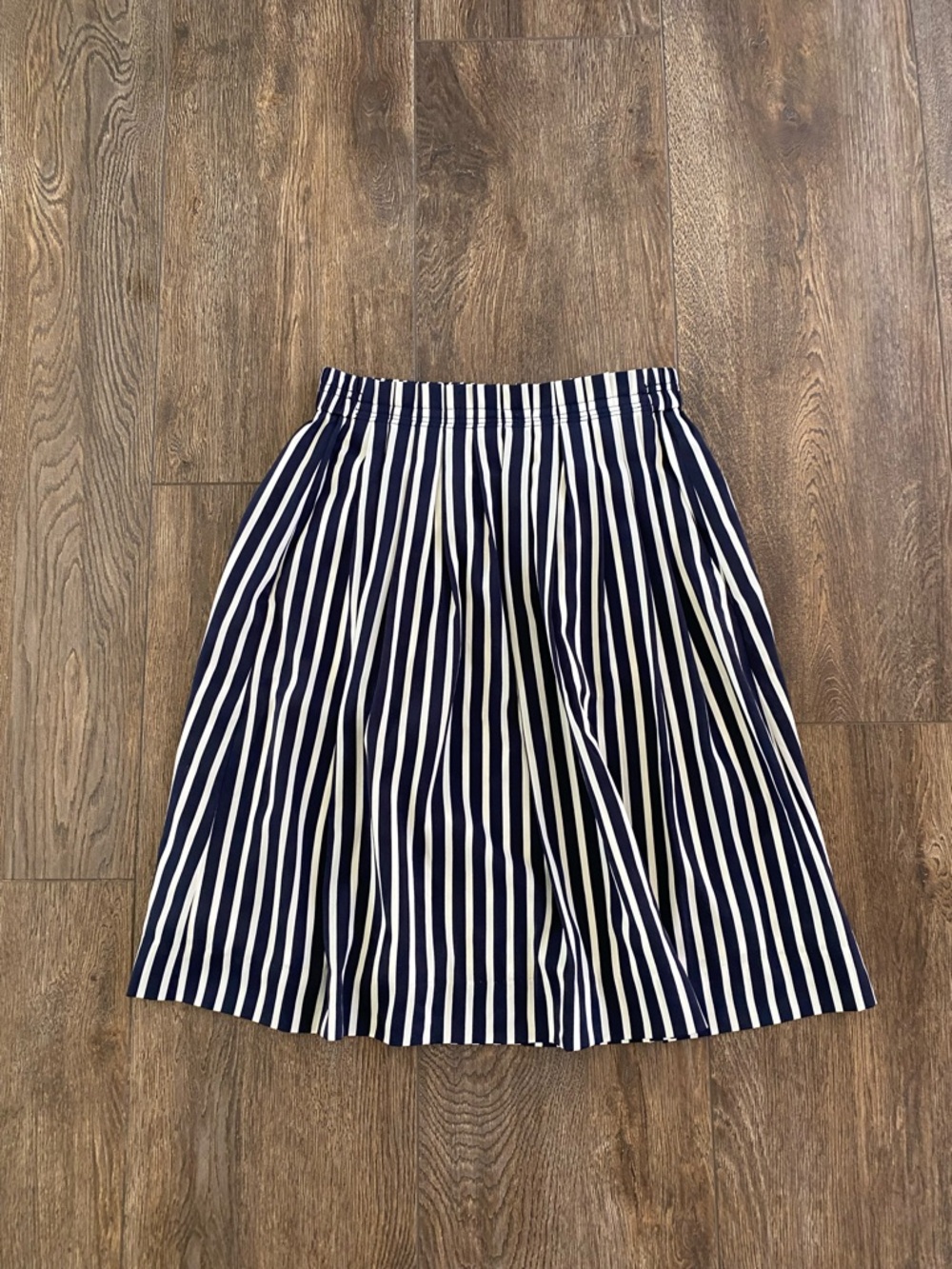 J. Crew Navy and White Vertical Stripe A-line Skirt